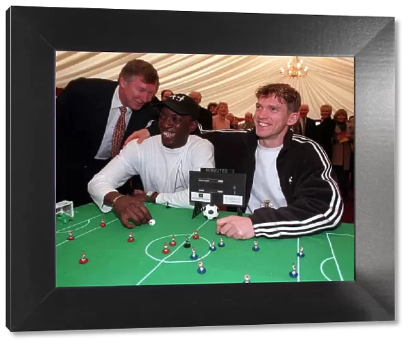 Alex Ferguson Manchester United manager with his strikers Dwight Yorke