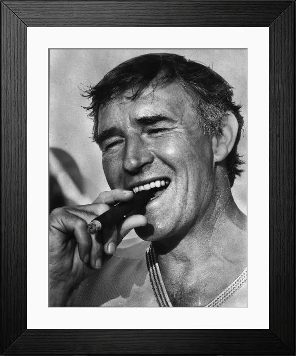 Framed Print : Football manager Malcolm Allison smoking a cigar. Circa 1975 Framed Print : Football manager Malcolm Allison smoking a cigar. Circa 1975