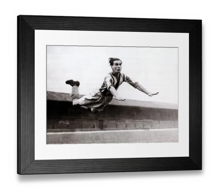 Framed Print : Neil Franklin, Stoke City football player, circa 1947 In mid flight Framed Print : Neil Franklin, Stoke City football player, circa 1947 In mid flight