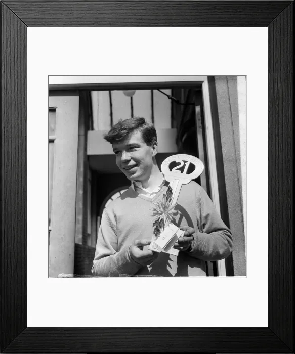 Framed Print : Alex Elder, Burnley football player celebrates his 21st brithday April 1962