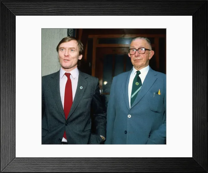 Framed Print : Davie Hay new Manager of Celtic Football Club with Chairman Desmond White July 1983 ***