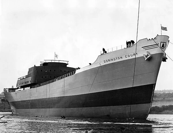 The 10, 500-ton ship Dorington Court after launching from the River Wear Sunderland