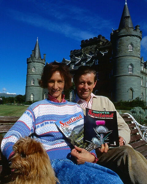 12th Duke and Duchess of Argyll September 1989 on lawn at Inverary Castle with