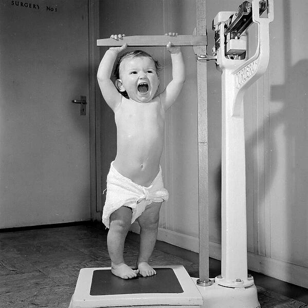 14 month Deborah English seen here attending Baby Clinic circa 1957