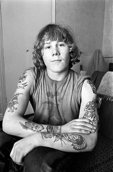 14-year-old David Beck, tattooed for life. January 1972