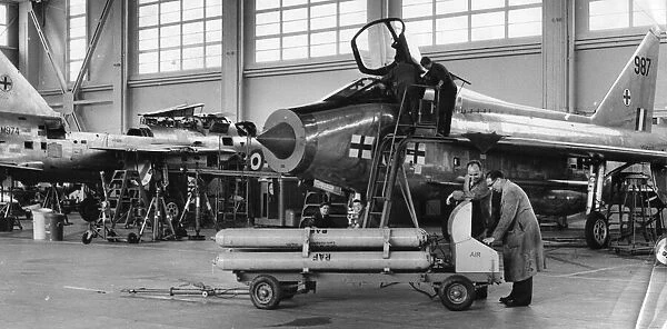 145 Squadron English Electric Lightning T. 4 XM987 seen here during routine maintenance