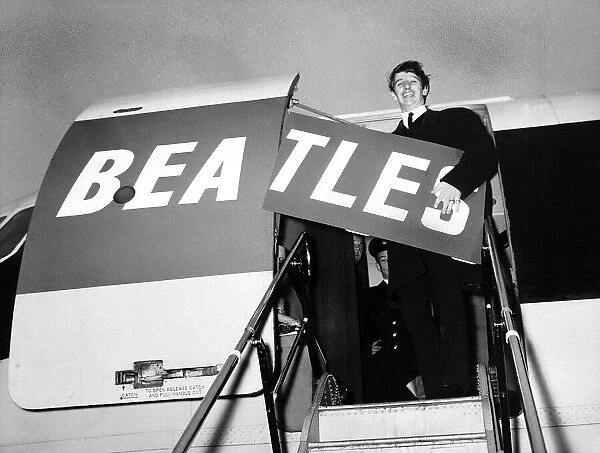 15 January 1964 Ringo Starr boarding a BEA vanguard aircraft