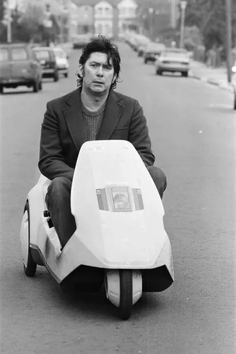 Framed Print : 15 stone Roy Stuart of Ilford, Essex, owner of a C5, can only get six miles out of his Framed Print : 15 stone Roy Stuart of Ilford, Essex, owner of a C5, can only get six miles out of his