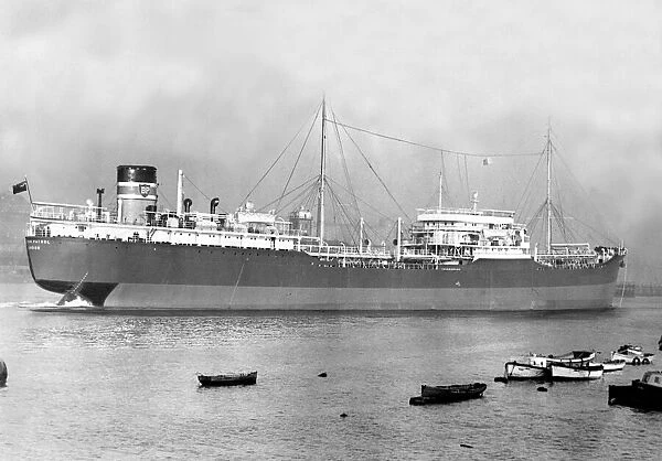 The 16, 000-ton tanker British Patrol leaving the River Tyne
