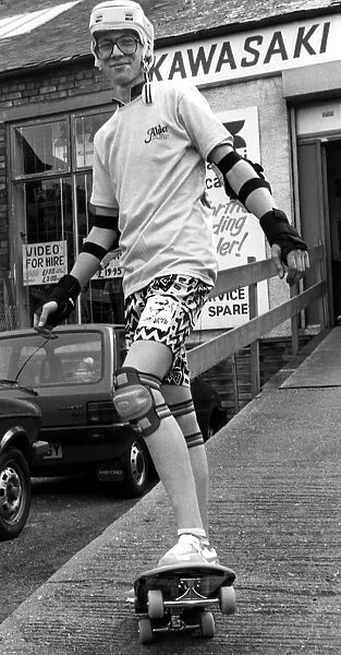 17-year-old John Millard from Killingworth on a skateboard on 26th July 1989