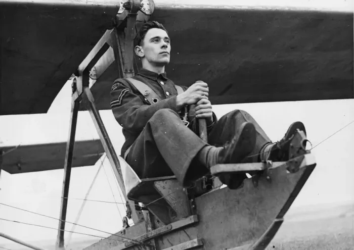 Framed Print : 17 year old Sidney Wallbutton, from Cornwall, training to fly in his glider Framed Print : 17 year old Sidney Wallbutton, from Cornwall, training to fly in his glider