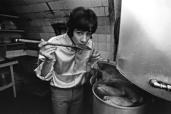 18-year-old Cat Stevens in the kitchen of his Dads restaurant in Shaftesbury Avenue