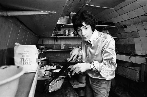 18-year-old Cat Stevens in the kitchen of his Dads restaurant in Shaftesbury Avenue