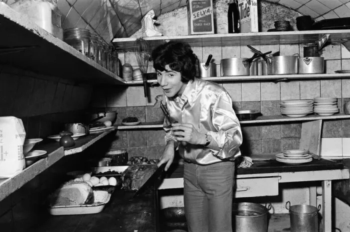 Framed Print : 18-year-old Cat Stevens in the kitchen of his Dads restaurant in Shaftesbury Avenue