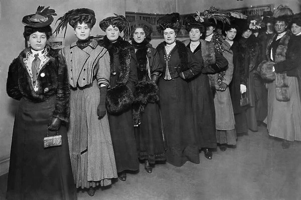 1908 Fashion Show Londons at Earls Court. Models waiting to parade the latest