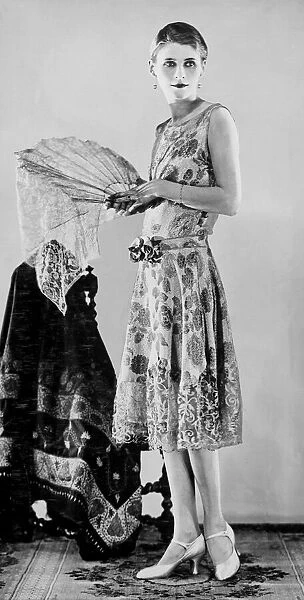 1926 Clothing Ascot Racing Fashion White and Gold Brocade Evening Gown