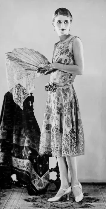 Framed Print : 1926 Clothing Ascot Racing Fashion White and Gold Brocade Evening Gown