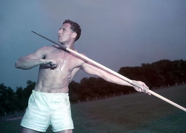 1948 London Olympics in Colour. An athlete pictured with a javelin