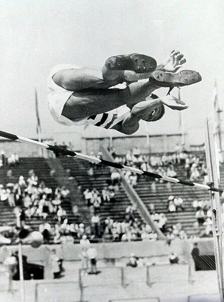 1948 Olympic Games A competitor in the high jump at Wembley Stadium during