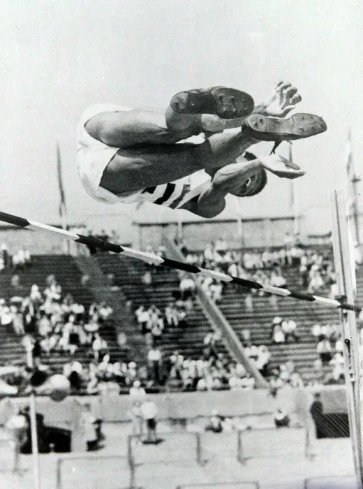 Framed Print : 1948 Olympic Games A competitor in the high jump at Wembley Stadium during Framed Print : 1948 Olympic Games A competitor in the high jump at Wembley Stadium during