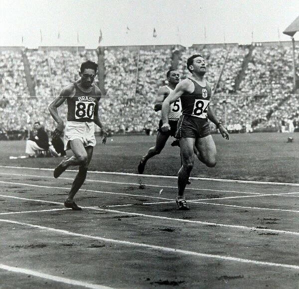 1948 Olympic Games Competitors cross the finishing line in the Wembley Stadium