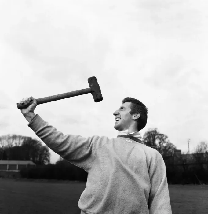 Framed Print : 1960 - 1961 Tottenham Hotspur Double Winning Season. Cliff Jones pictured holding a