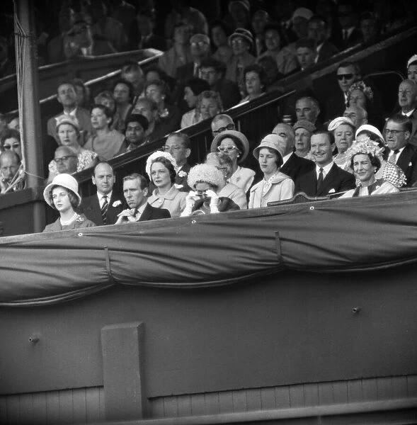 1960 Wimbledon Championships - Mens singles final. Watching in the Royal Box are