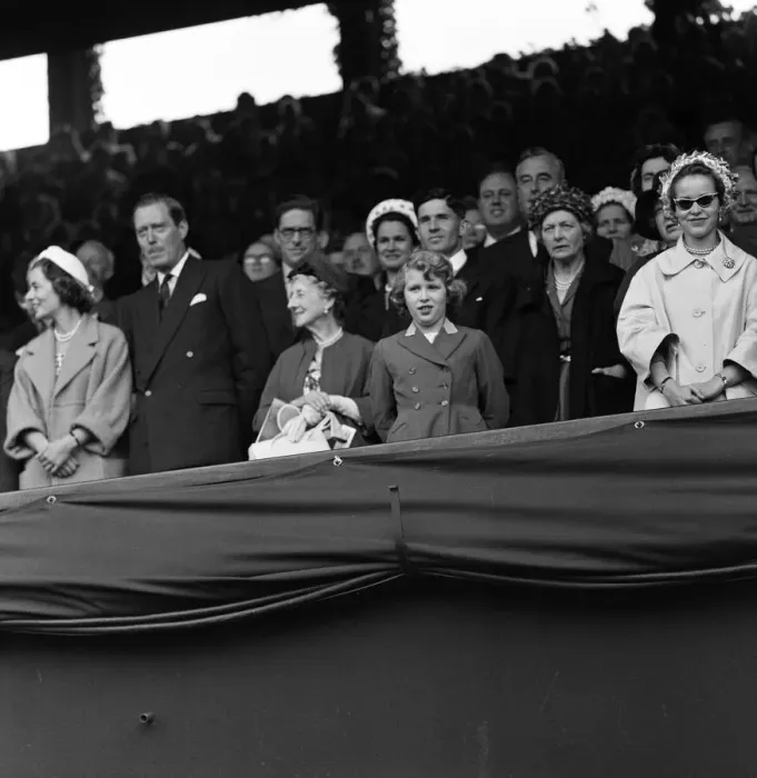 Framed Print : 1960 Wimbledon Championships - Mens singles final. Princess Anne watches from Framed Print : 1960 Wimbledon Championships - Mens singles final. Princess Anne watches from