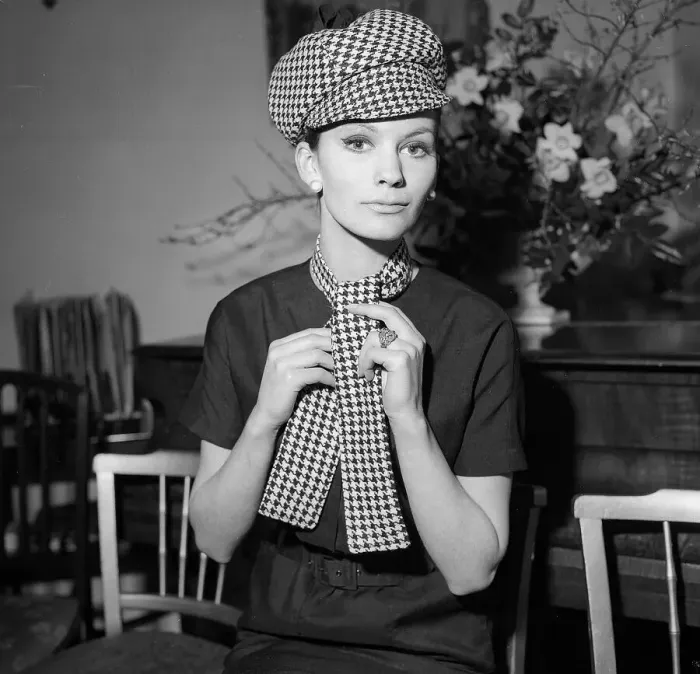 Framed Print : 1963 Clothing Ascot Fashion Hats and scarf checked matching scarf and hat Framed Print : 1963 Clothing Ascot Fashion Hats and scarf checked matching scarf and hat