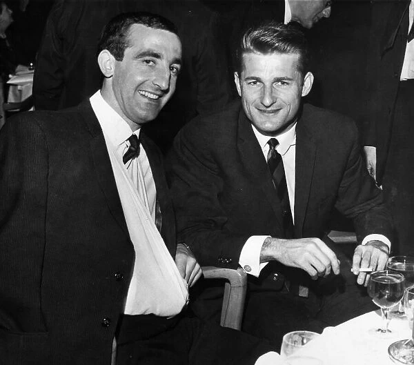 1965 FA Cup Final banquet. Injured Liverpool footballer Gerry Byrne