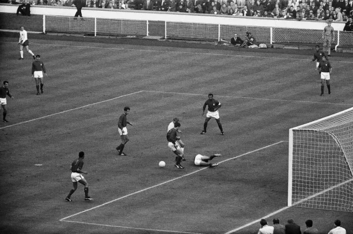 Framed Print : 1966 World Cup Semi Final at Wembley Stadium. England 2 v Portugal 1 Framed Print : 1966 World Cup Semi Final at Wembley Stadium. England 2 v Portugal 1