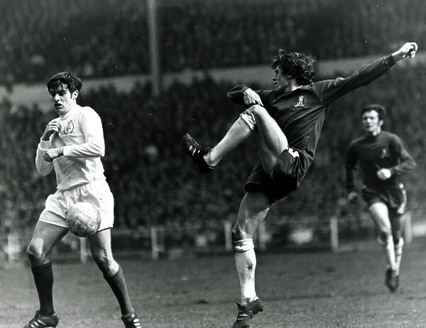 1970 FA Cup Final Chelsea v Leeds Eddie McCreadie clears from Peter Lorimer