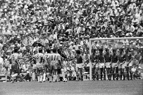 1970 World Cup Final at the Azteca Stadium in Mexico. Free kick to Brazil