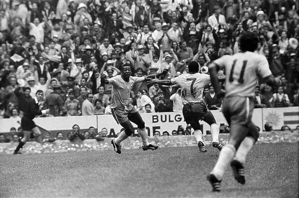1970 World Cup Final at the Azteca Stadium in Mexico. Pele celebrates