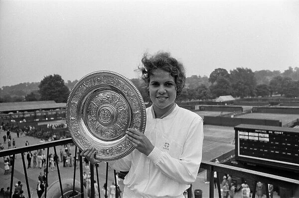 1971 Wimbledon Ladies Singles Final. Evonne Goolagong with her winners trophy