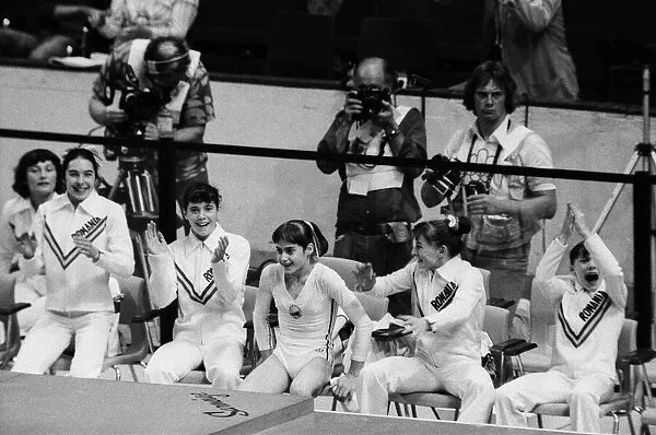 The 1976 Summer Olympics in Montreal, Canada. Pictured, Romanias gymnastic team