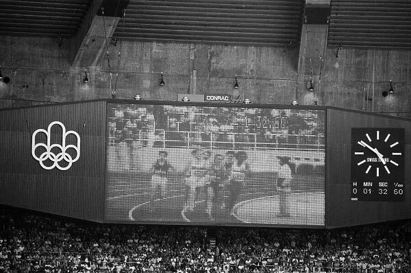 The 1976 Summer Olympics in Montreal, Canada. Pictured, the giant screen at the Olympic