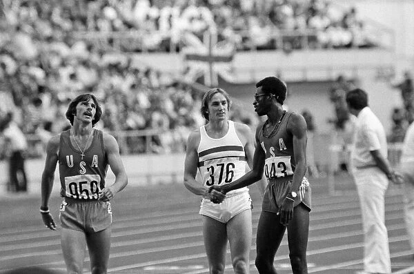 The 1976 Summer Olympics in Montreal, Canada. Pictured, after the 400 metre hurdles final