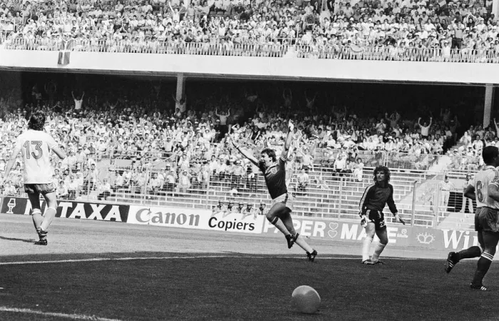 Framed Print : 1982 World Cup Finals Group Four match in Bilbao, Spain. England 3 v France 1 Framed Print : 1982 World Cup Finals Group Four match in Bilbao, Spain. England 3 v France 1