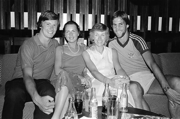 1982 World Cup Finals in Spain. Northern Ireland players enjoy a drink with their