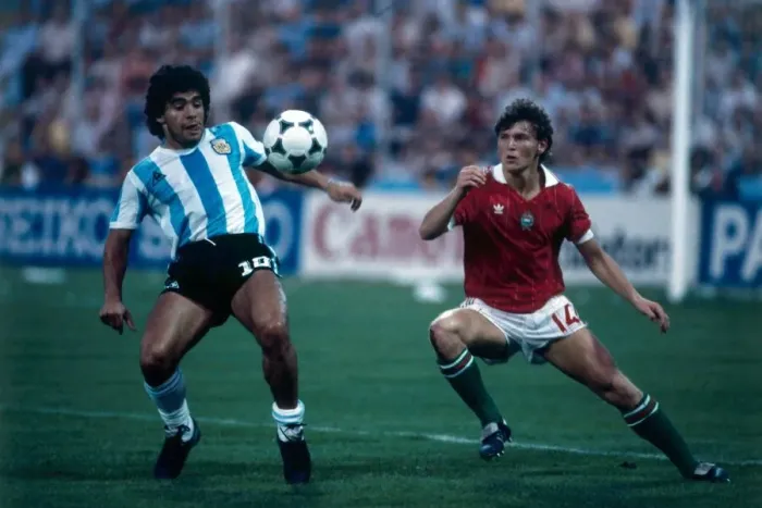 Framed Print : 1982 World Cup Group Three match in Alicante, Spain. Argentina 4 v Hungary 1