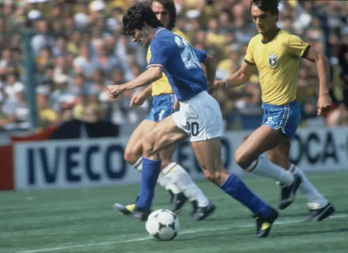 Framed Print : 1982 World Cup Second Round Group C match in Barcelona, Spain. Italy 3 v Brazil 2