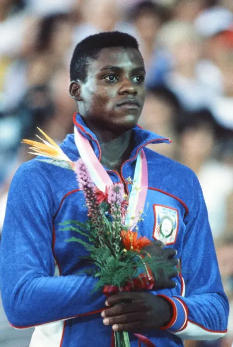 Framed Print : 1984 Olympic Games in Los Angeles, USA. American athlete Carl Lewis Framed Print : 1984 Olympic Games in Los Angeles, USA. American athlete Carl Lewis