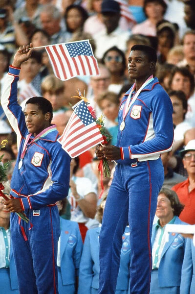 1984 Olympic Games in Los Angeles, USA. American athlete Carl Lewis