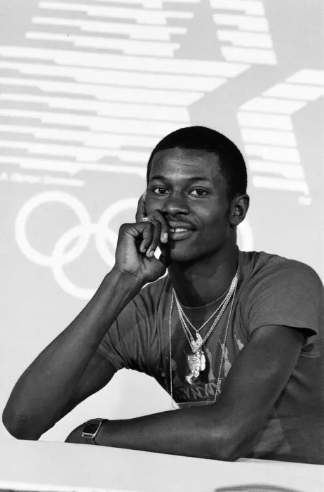 Framed Print : The 1984 Summer Olympics in Los Angeles, California. Boxer Mark Breland. 26th July 1984