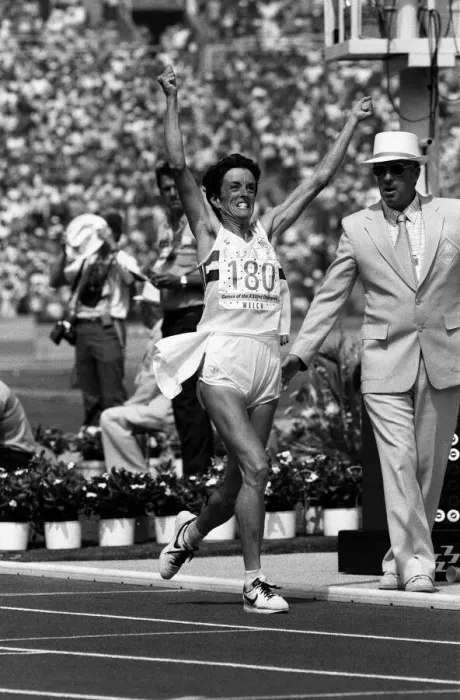 Framed Print : The 1984 Summer Olympics in Los Angeles. Womens marathon. Priscilla Welch Framed Print : The 1984 Summer Olympics in Los Angeles. Womens marathon. Priscilla Welch