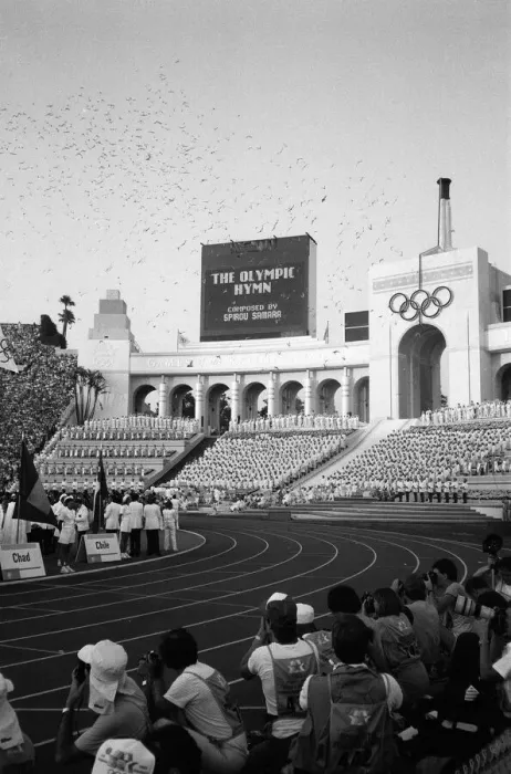 Framed Print : The 1984 Summer Olympics in Los Angeles, California. Scenes during the Opening Ceremony Framed Print : The 1984 Summer Olympics in Los Angeles, California. Scenes during the Opening Ceremony