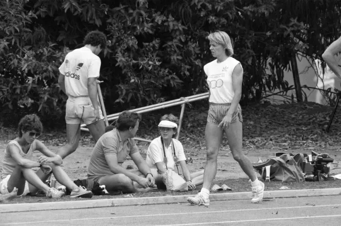 Framed Print : The 1984 Summer Olympics in Los Angeles, California. Zola Budd with her coach Peter Framed Print : The 1984 Summer Olympics in Los Angeles, California. Zola Budd with her coach Peter