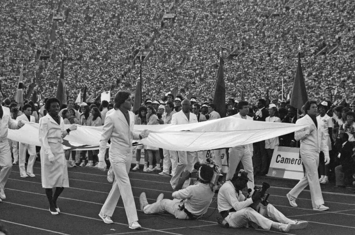 Framed Print : The 1984 Summer Olympics in Los Angeles, California. Scenes during the Opening Ceremony Framed Print : The 1984 Summer Olympics in Los Angeles, California. Scenes during the Opening Ceremony