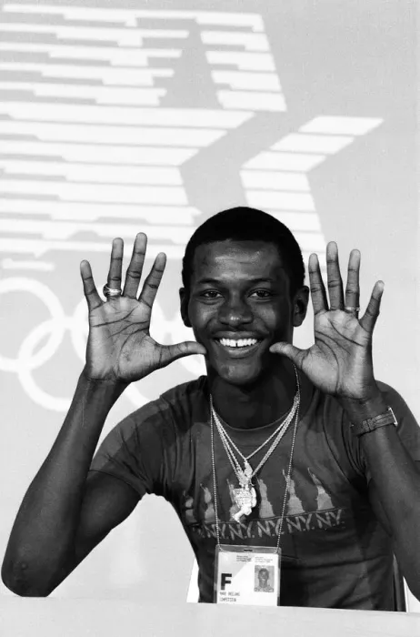 Framed Print : The 1984 Summer Olympics in Los Angeles, California. Boxer Mark Breland. 26th July 1984 Framed Print : The 1984 Summer Olympics in Los Angeles, California. Boxer Mark Breland. 26th July 1984